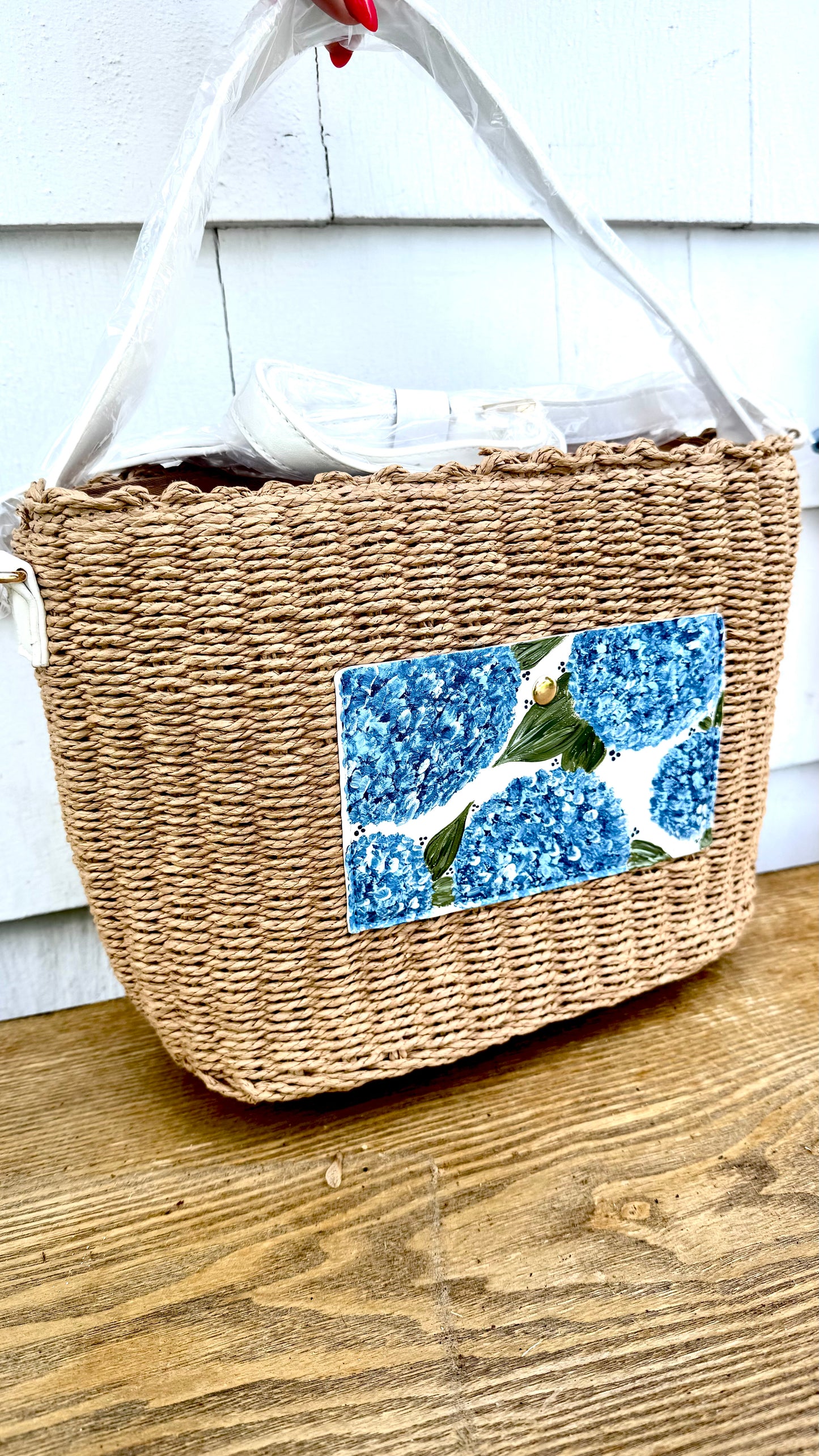 Hydrangea Collection- Hand Painted Straw Bags