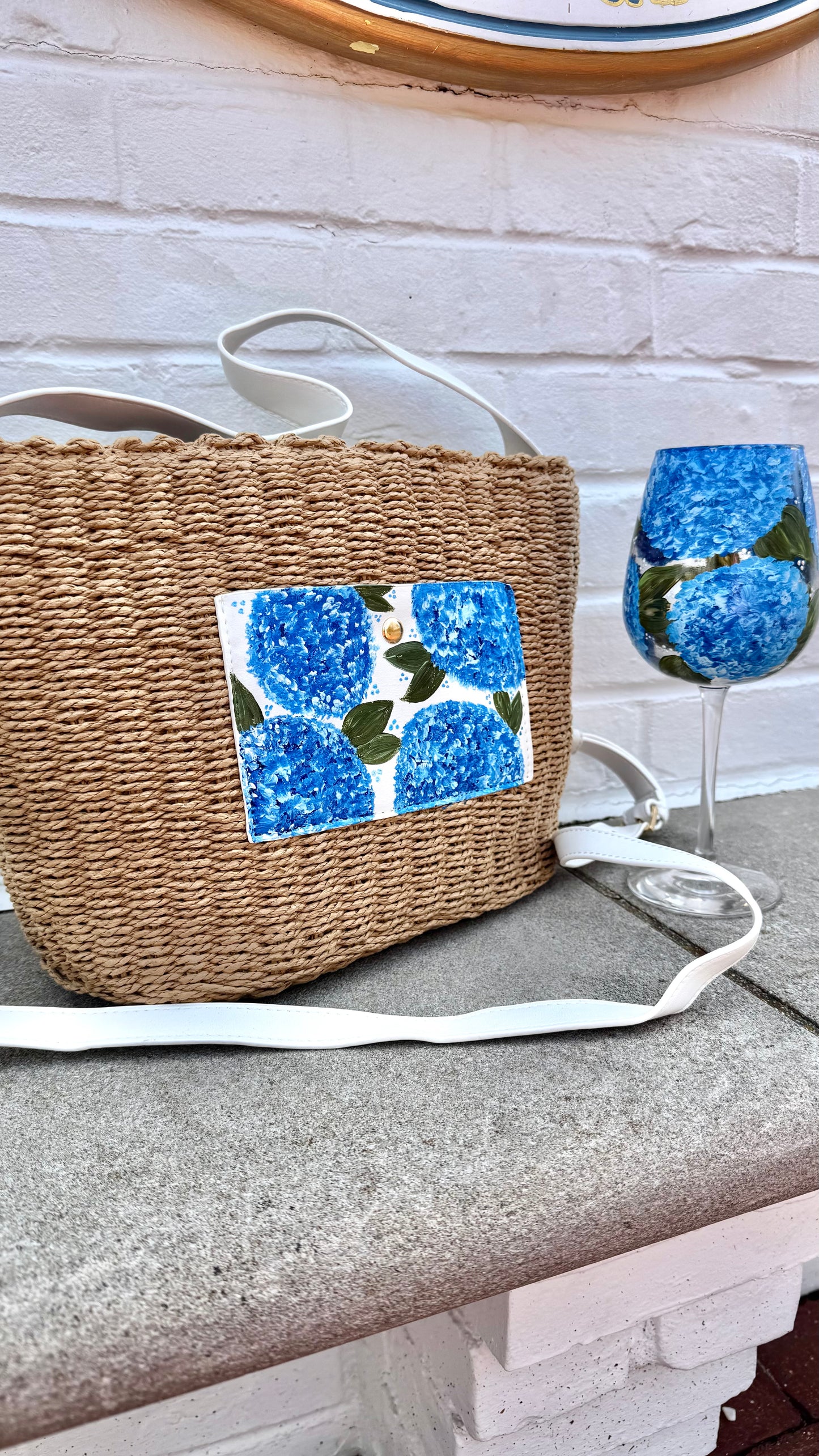 Hydrangea Collection- Hand Painted Straw Bags
