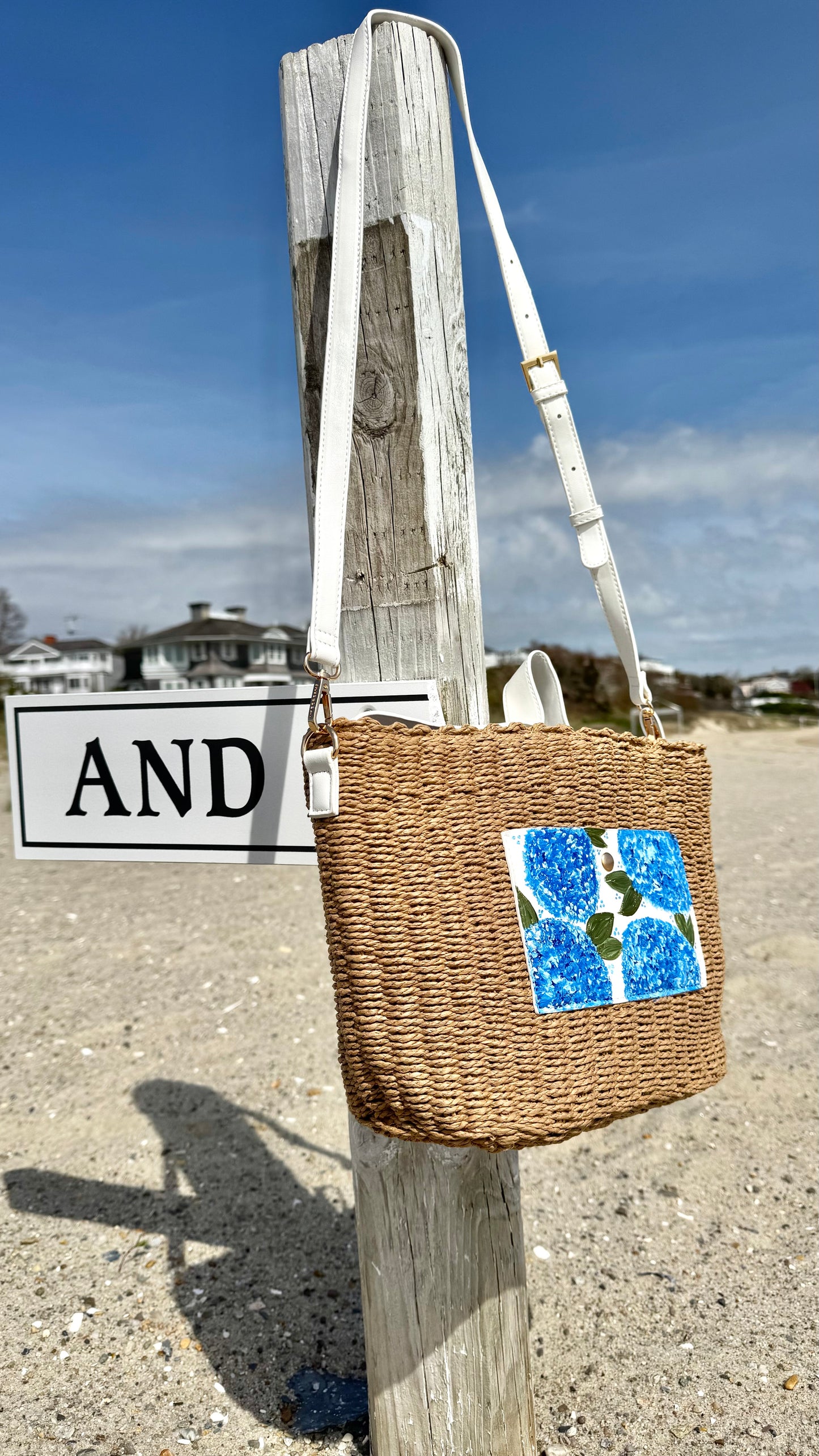 Hydrangea Collection- Hand Painted Straw Bags