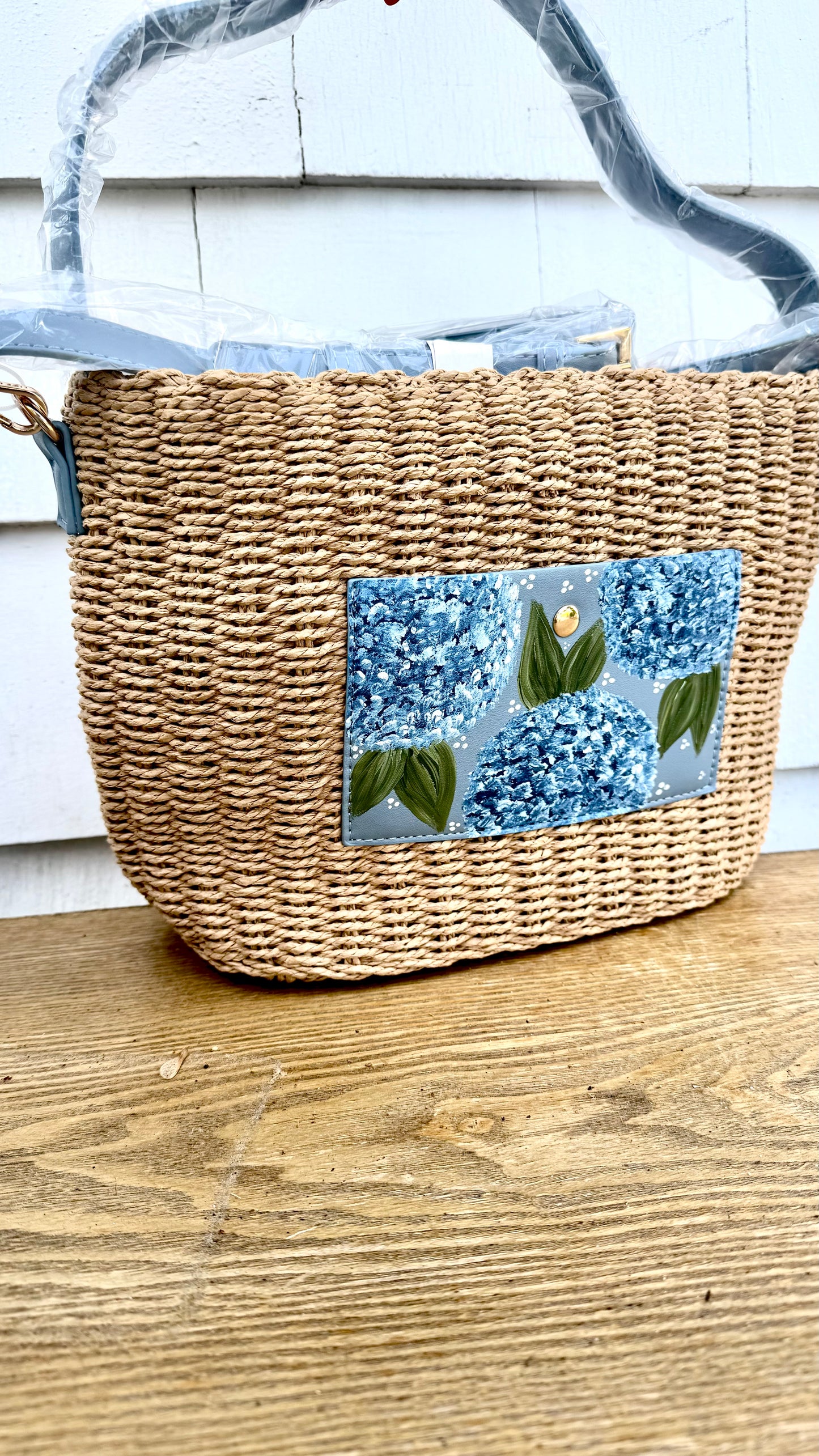 Hydrangea Collection- Hand Painted Straw Bags